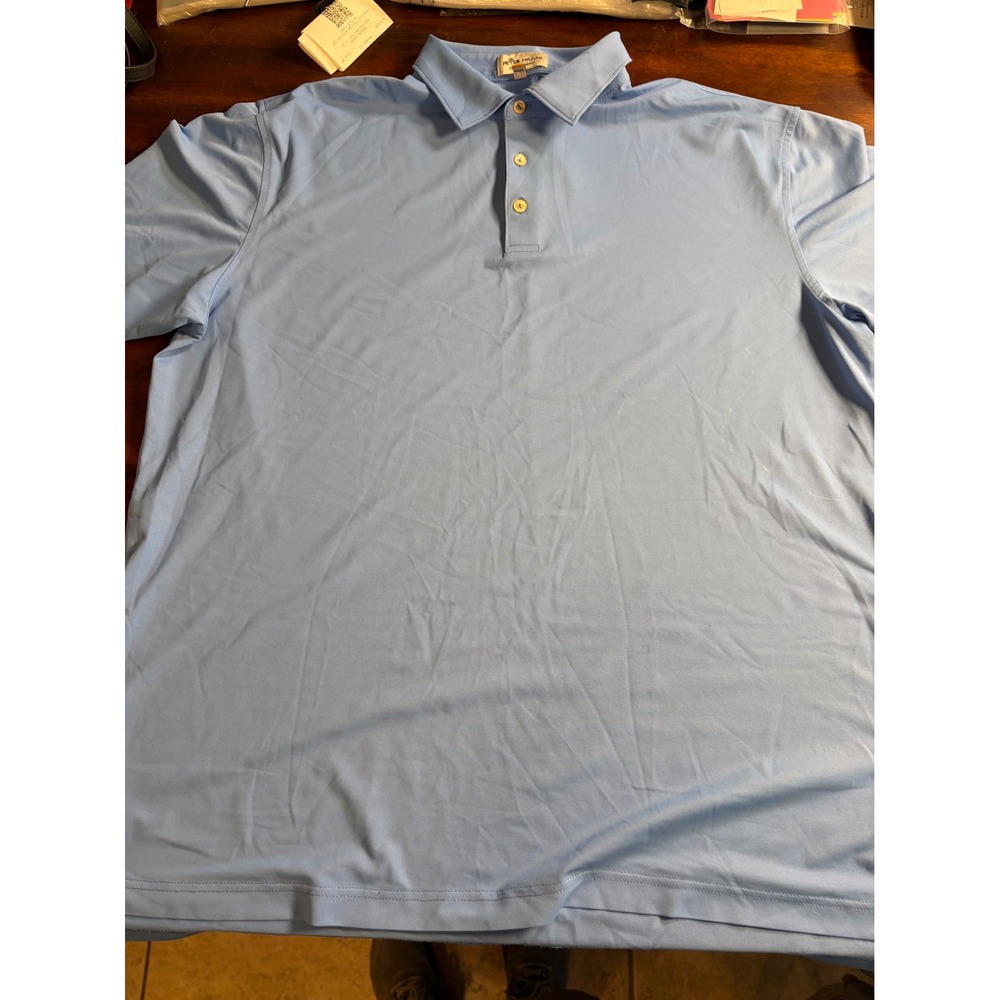 Peter Millar Summer Comfort Polo Shirt Mens XL Light Blue Short Sleeve Golf Top
